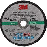 General Purpose Cut-Off Wheel, 01987, 3" x 0.04"/1/32", 3/8" Arbor, Aluminum Oxide M & M Nord Ouest Inc