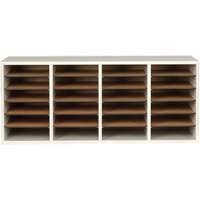 Adjustable Compartment Literature Organizer, Stationary, 24 Slots, Wood, 39-1/4" W x 11-3/4" D x 16-1/4" H OE705 | M & M Nord Ouest Inc