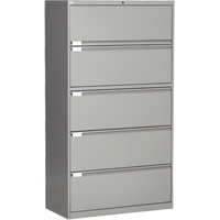 Lateral Filing Cabinet, Steel, 5 Drawers, 36" W x 18" D x 65-1/2" H, Grey M & M Nord Ouest Inc