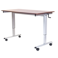 Adjustable Stand-Up Workstations, Stand-Alone Desk, 48-1/2" H x 48" W x 32-1/2" D, Walnut OP282 | M & M Nord Ouest Inc