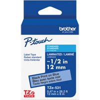 Ruban lamin&eacute; pour P-Touch, 12 mm x 8 m, Noir sur bleu M & M Nord Ouest Inc