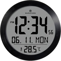 Horloge ronde, Numérique, À piles, 6,5" dia., Noir OQ831 | M & M Nord Ouest Inc