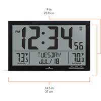 Horloge à réglage automatique à calendrier complet avec de très grands caractères, Numérique, À piles, Noir OR497 | M & M Nord Ouest Inc