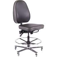 Chaise industrielle ergonomique TF180, Mobile, Ajustable, Vinyle Si&egrave;ge, Noir M & M Nord Ouest Inc