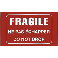 &eacute;tiquettes pour traitement sp&eacute;cial bilingues Fragile, 5" lo x 3" la, Blanc/rouge M & M Nord Ouest Inc
