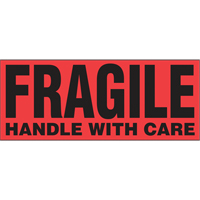 Étiquettes pour traitement spécial «Fragile Handle with Care», 5" lo x 2" la, Noir/rouge PB419 | M & M Nord Ouest Inc