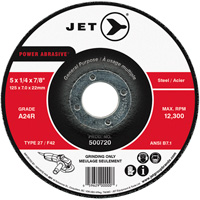 POWER ABRASIVE&reg; Grinding Wheel, 5" x 1/4", 7/8" Arbor, Type 27 M & M Nord Ouest Inc
