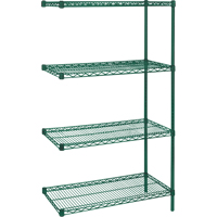 &eacute;tag&egrave;res robustes en treillis m&eacute;tallique au fini &eacute;poxy vert, Ensemble de Ajout, 4 Tablettes, 36" la x 63" h x 18" p M & M Nord Ouest Inc