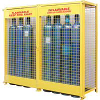 Gas Cylinder Cabinets, 20 Cylinder Capacity, 88" W x 30" D x 74" H, Yellow M & M Nord Ouest Inc