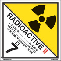 Étiquettes d'expédition pour matières radioactives de catégorie 2, 4" lo x 4" la, Noir sur blanc SAG878 | M & M Nord Ouest Inc