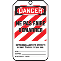 &eacute;tiquettes de verrouillage, Papier cartonn&eacute;, 3-1/8" la x 5-7/8" h, Français M & M Nord Ouest Inc