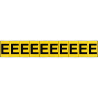 Rep&egrave;res adh&eacute;sifs &agrave; lettres individuelles, E, 1" h, Noir sur jaune M & M Nord Ouest Inc