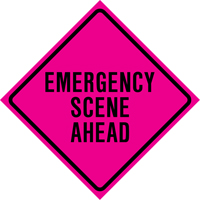 Enseigne enroulable de circulation  Emergency Scene Ahead , 36" x 36", Vinyle, Anglais M & M Nord Ouest Inc
