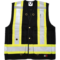 Fire Retardant Surveyor Safety Vest, Black, Small, Cotton M & M Nord Ouest Inc