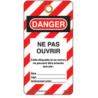Étiquettes de verrouillage, Plastique, 3" la x 5-3/4" h, Français SE340 | M & M Nord Ouest Inc
