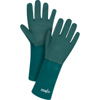 Double Dipped Green Gloves, 14" L, PVC, Cotton Jersey Inner Lining, 70-mil M & M Nord Ouest Inc