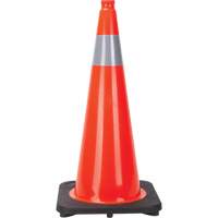 C&ocirc;ne de signalisation, 28", Orange, Bande(s) r&eacute;fl&eacute;chissante(s) 4" M & M Nord Ouest Inc