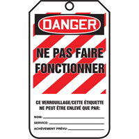 &eacute;tiquettes de verrouillage, Plastique, 3-3/8" la x 5-5/8" h, Français M & M Nord Ouest Inc