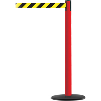 Advance TensaBarrier&reg; Barrier Post, Steel, 36" H, Black/Yellow Tape, 7.5' Tape Length M & M Nord Ouest Inc