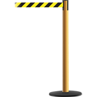 Advance TensaBarrier&reg; Barrier Post, Steel, 36" H, Black/Yellow Tape, 7.5' Tape Length M & M Nord Ouest Inc