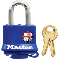 Cadenas r&eacute;sistant aux intemp&eacute;ries, Bleu, Cl&eacute;s diff&eacute;rentes, Acier lamin&eacute;, Largeur de 1-9/16" M & M Nord Ouest Inc