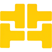 Floor Corner Marks, T, 5" L x 2" W, Yellow, Polyester M & M Nord Ouest Inc