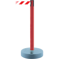 Outdoor TensaBarrier&reg; Barrier Post, Plastic, 37" H, White/Red Tape, 13' Tape Length M & M Nord Ouest Inc