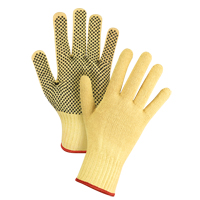 Gants tricot&eacute;s sans couture &agrave; pois, Taille Petit/7, Calibre 7, Rev&ecirc;tement PVC, Enveloppe en Kevlar, ASTM ANSI niveau A2/EN 388 niveau 3 M & M Nord Ouest Inc