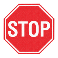 Panneau de signalisation au sol  Stop , Adh&eacute;sif, Anglais avec pictogramme M & M Nord Ouest Inc