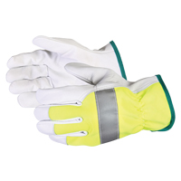 Gants de conducteur haute visibilit&eacute; avec bandes r&eacute;fl&eacute;chissantes Endura, Grand, Paume en Cuir fleur de ch&egrave;vre M & M Nord Ouest Inc