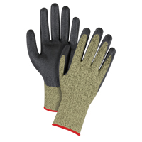 Gants &eacute;lastiques sans coutures r&eacute;sistants &agrave; la coupe noir & jaune, Taille Petit/7, Calibre 13, Rev&ecirc;tement Mousse de nitrile, Enveloppe en Aramide, ASTM ANSI niveau A6 M & M Nord Ouest Inc