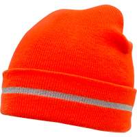 Bonnet en tricot haute visibilit&eacute; avec bande r&eacute;fl&eacute;chissante, Orange haute visibilit&eacute;, Acrylique M & M Nord Ouest Inc