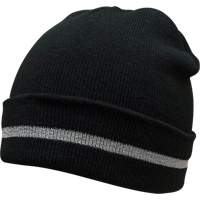 Bonnet en tricot avec bande r&eacute;fl&eacute;chissante argent&eacute;e, Taille unique, Noir M & M Nord Ouest Inc