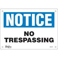 Enseigne No Trespassing, 7" x 10", Aluminium, Anglais M & M Nord Ouest Inc