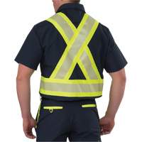 Chemise à manches courtes haute visibilité résistant à la déchirure, Polyester, Petit, Bleu marine SGN915 | M & M Nord Ouest Inc