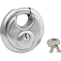Shrouded Disc Padlock, Silver, Keyed Different, Stainless Steel, 2-3/4" Width M & M Nord Ouest Inc