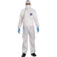 Alphatec Microchem Coveralls with Collar, Large, White, SMS M & M Nord Ouest Inc