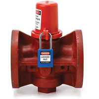 Housse de s&eacute;curit&eacute; pour fontaine et dispositif de cadenassage pour robinet &agrave; tournant, Ensemble Vanne/Robinet &agrave; eau M & M Nord Ouest Inc