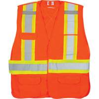 Veste d'arpenteur haute visibilité conforme à la CSA, Orange haute visibilité, Moyen, Polyester, CSA Z96 classe 2 - niveau 2 SGZ627 | M & M Nord Ouest Inc