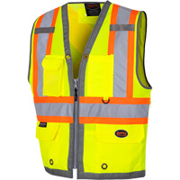 6673 Mesh-Back Zip-Front Surveyor's Vest, High Visibility Lime-Yellow, Small, Polyester M & M Nord Ouest Inc