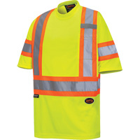 6971 Bird's-Eye Safety T-Shirt, Polyester, X-Small, High Visibility Lime-Yellow M & M Nord Ouest Inc