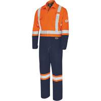 7702BB FR-Tech&reg; 2-Tone Safety Coverall, Size 36, Navy Blue/Orange, 10 cal/cm² M & M Nord Ouest Inc