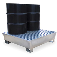 Ultra-Spill Pallet en acier, 4 barils, Capacit&eacute; de d&eacute;versement 68 gal. US, 49,1" x 47,1" x 10,9" M & M Nord Ouest Inc