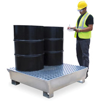 Ultra-Spill Pallet en acier, 4 barils, Capacit&eacute; de d&eacute;versement 68 gal. US, 49,1" x 47,1" x 10,9" M & M Nord Ouest Inc