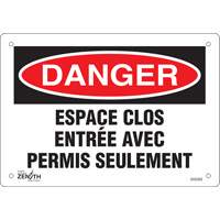Enseigne  Espace clos , 7" x 10", Plastique, Français M & M Nord Ouest Inc