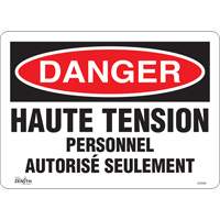 Enseigne  Haute tension , 10" x 14", Vinyle, Français M & M Nord Ouest Inc