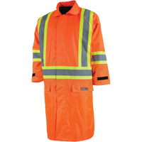 Long Rain Jacket with Detachable Hood, Nylon/PVC, Small, High Visibility Orange SHH310 | M & M Nord Ouest Inc