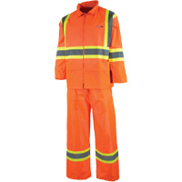Vêtement imperméable étanche, Nylon/PVC, T-petit, Orange haute visibilité SHH318 | M & M Nord Ouest Inc