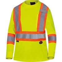 6969 Women's Bird's-Eye Long-Sleeved Safety Shirt, Polyester, X-Small, High Visibility Lime-Yellow M & M Nord Ouest Inc