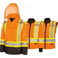 5020BBW Women's  7-in-1 Waterproof Jacket with Hood, Polyester/Polyurethane, High Visibility Orange, X-Small M & M Nord Ouest Inc